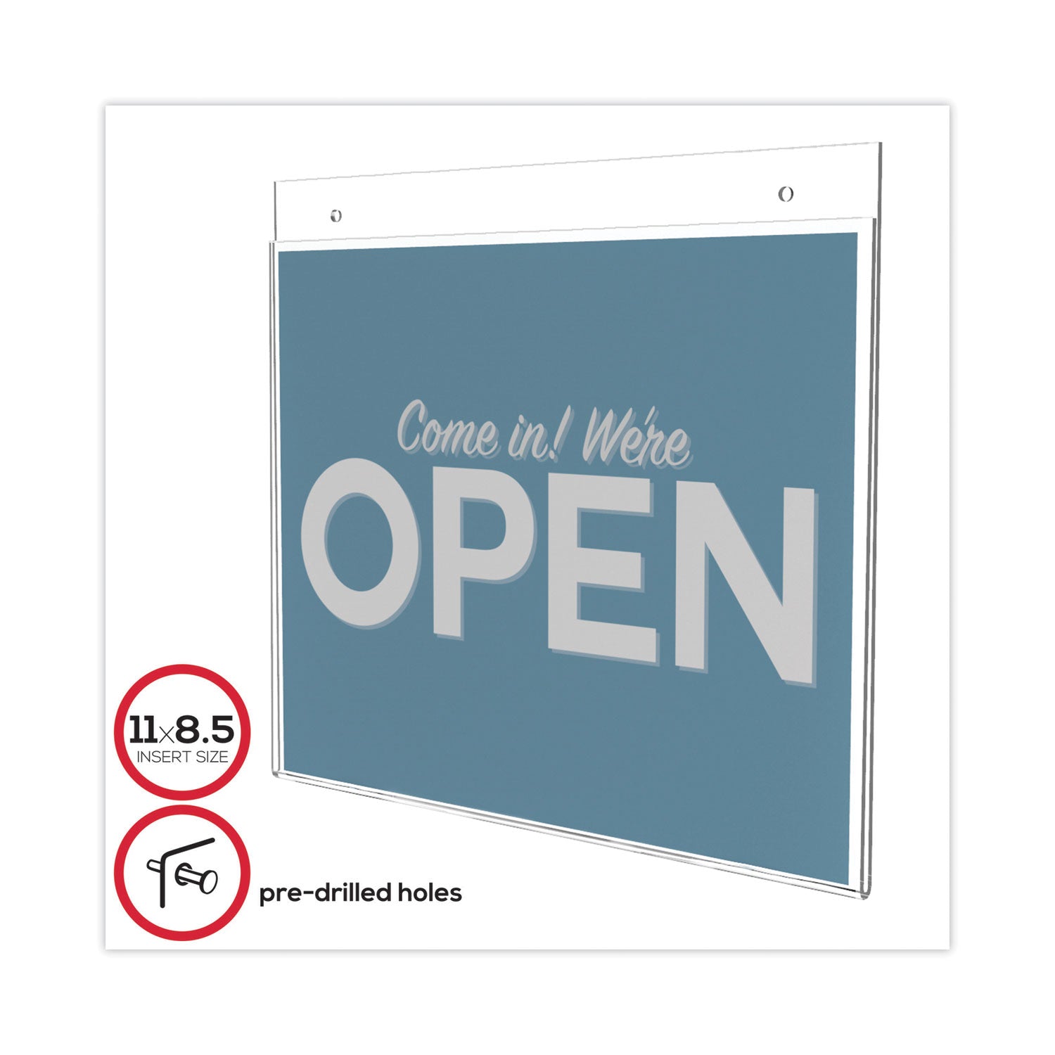 Classic Image Wall-Mount Sign Holder, Landscape, 11 x 8.5, Clear