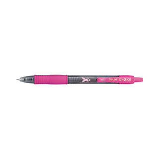 G2 Premium Breast Cancer Awareness Gel Pen, Retractable, Fine 0.7 mm, Black Ink, Smoke/Pink Barrel, Dozen