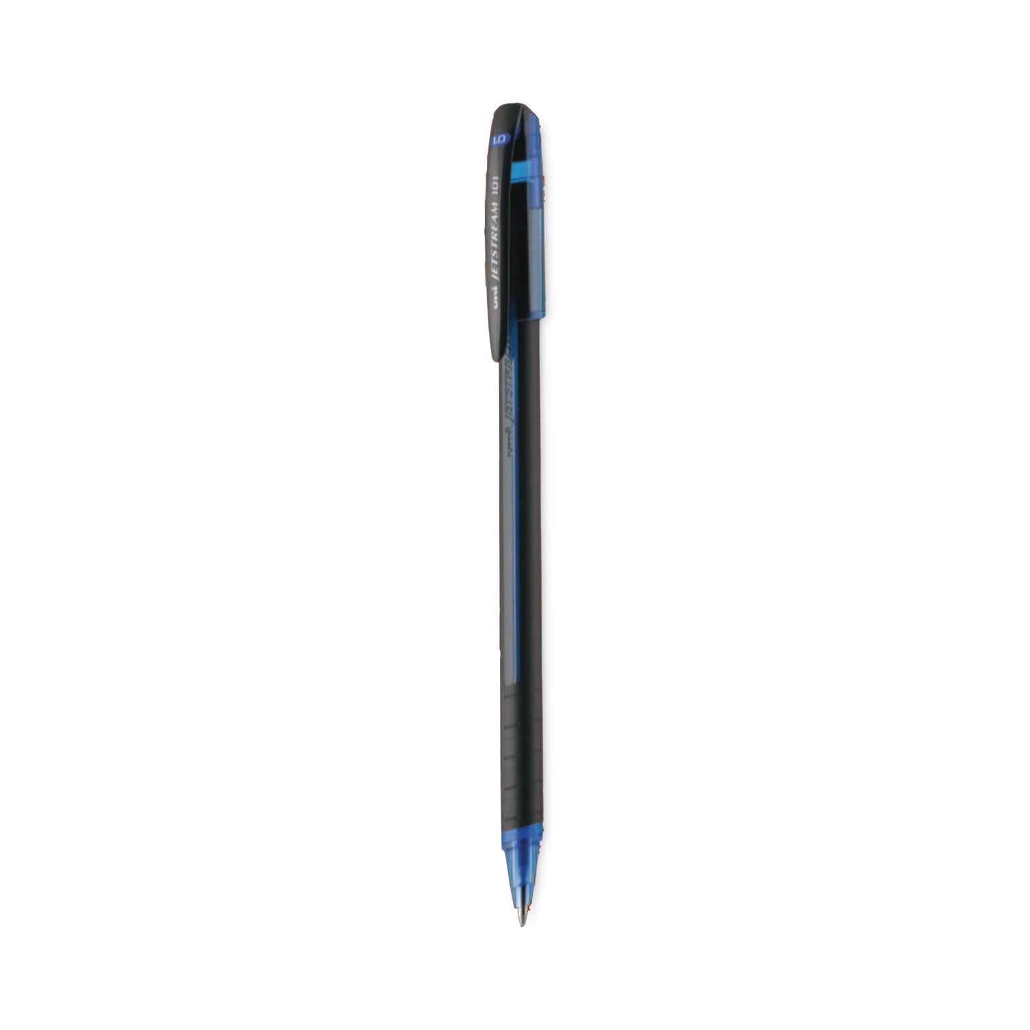 jetstream-101-hybrid-gel-pen-stick-bold-1-mm-blue-ink-black-blue-barrel-dozen_ubc1768012 - 1