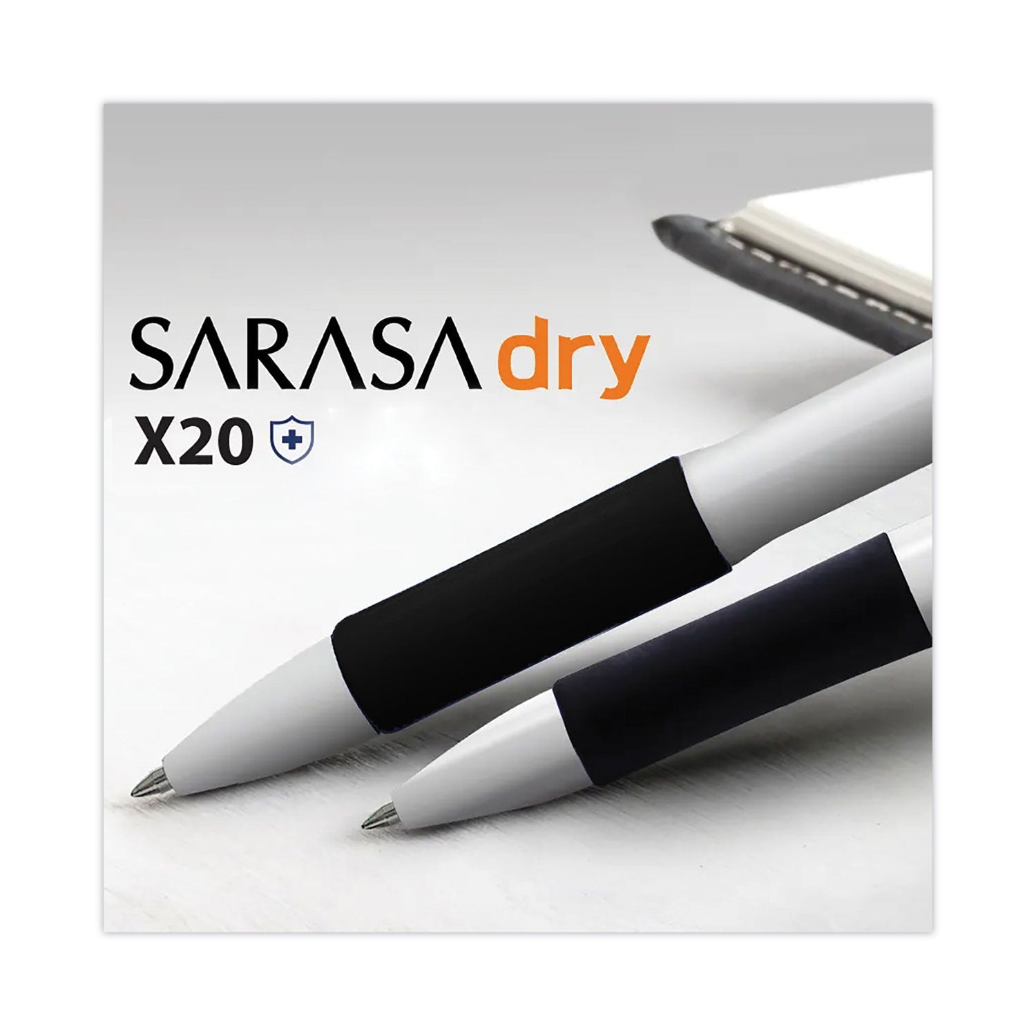 sarasa-dry-x20+-gel-pen-retractable-fine-07-mm-black-ink-white-black-barrel-dozen_zeb41610 - 5