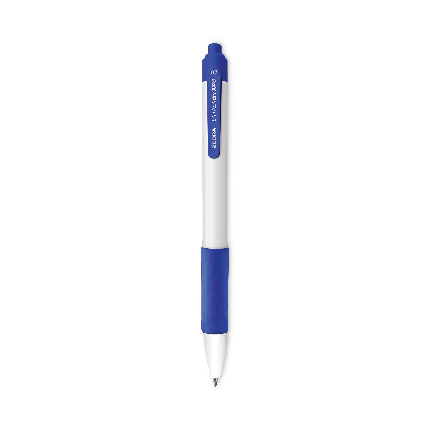 sarasa-dry-x20+-gel-pen-retractable-fine-07-mm-blue-ink-white-blue-barrel-dozen_zeb41620 - 1