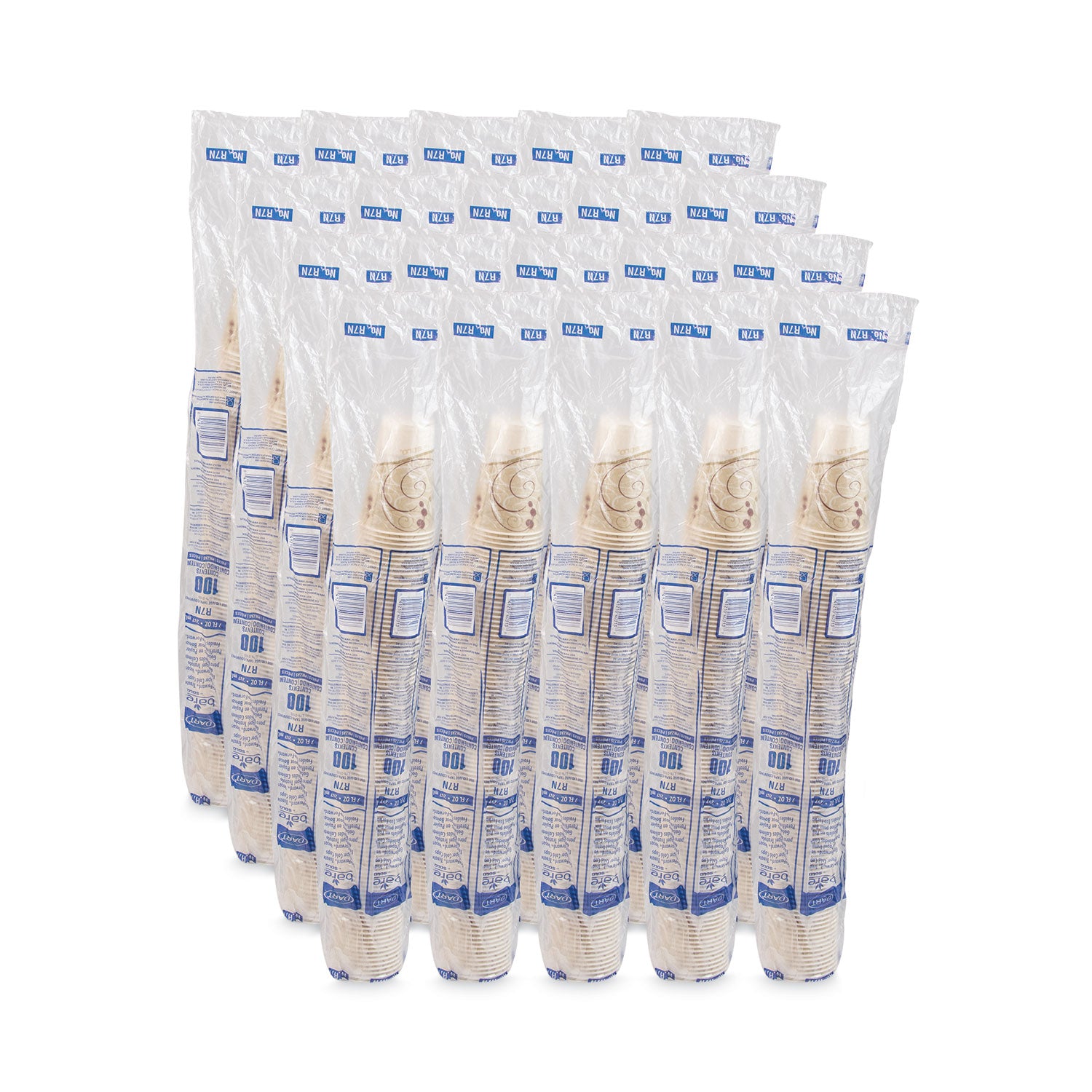 Symphony Design Wax-Coated Paper Cold Cups, ProPlanet Seal, 7 oz, Beige/White, 100/Sleeve, 20 Sleeves/Carton