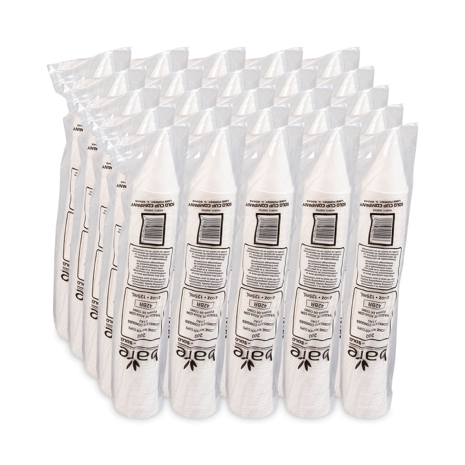 Bare Eco-Forward Treated Paper Cone Cups, ProPlanet Seal, 4.25 oz, White, 200/Bag, 25 Bags/Carton