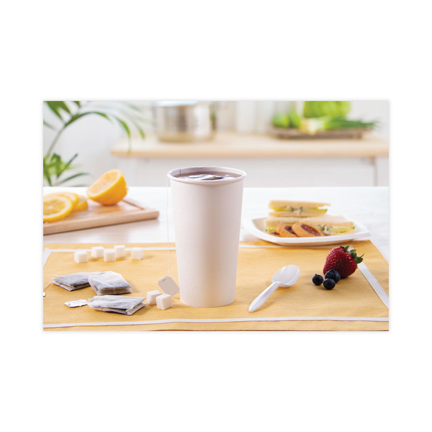 Single-Sided Poly Paper Hot Cups, 20 oz, White, 600/Carton