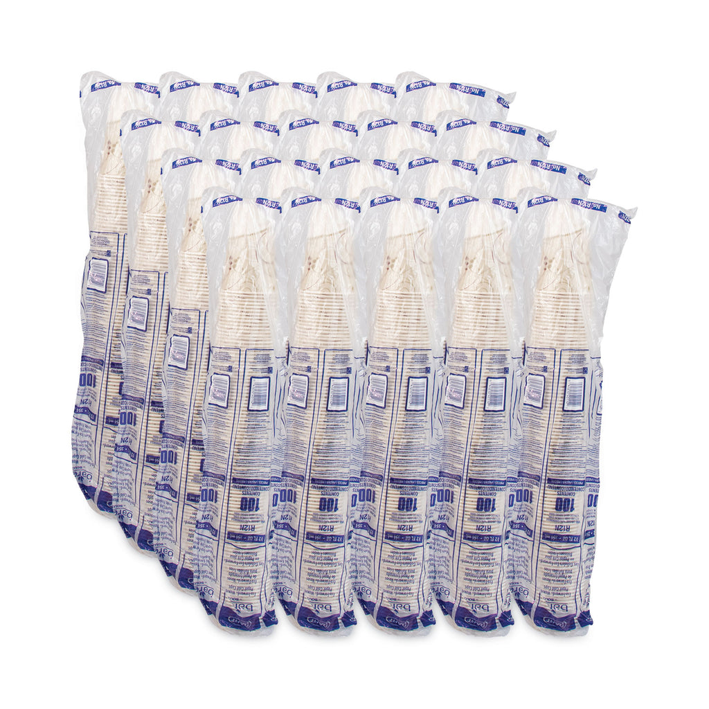 Symphony Treated-Paper Cold Cups, ProPlanet Seal, 12 oz, White/Beige/Red, 100/Bag, 20 Bags/Carton