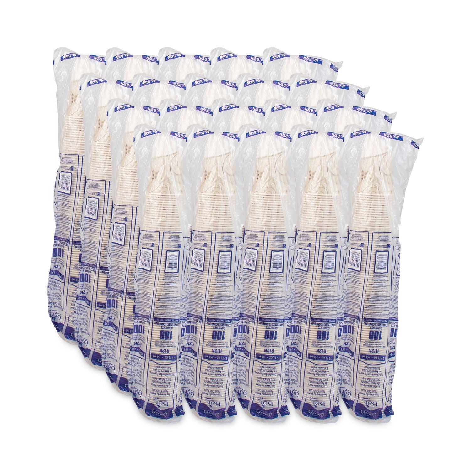 Symphony Treated-Paper Cold Cups, ProPlanet Seal, 12 oz, White/Beige/Red, 100/Bag, 20 Bags/Carton