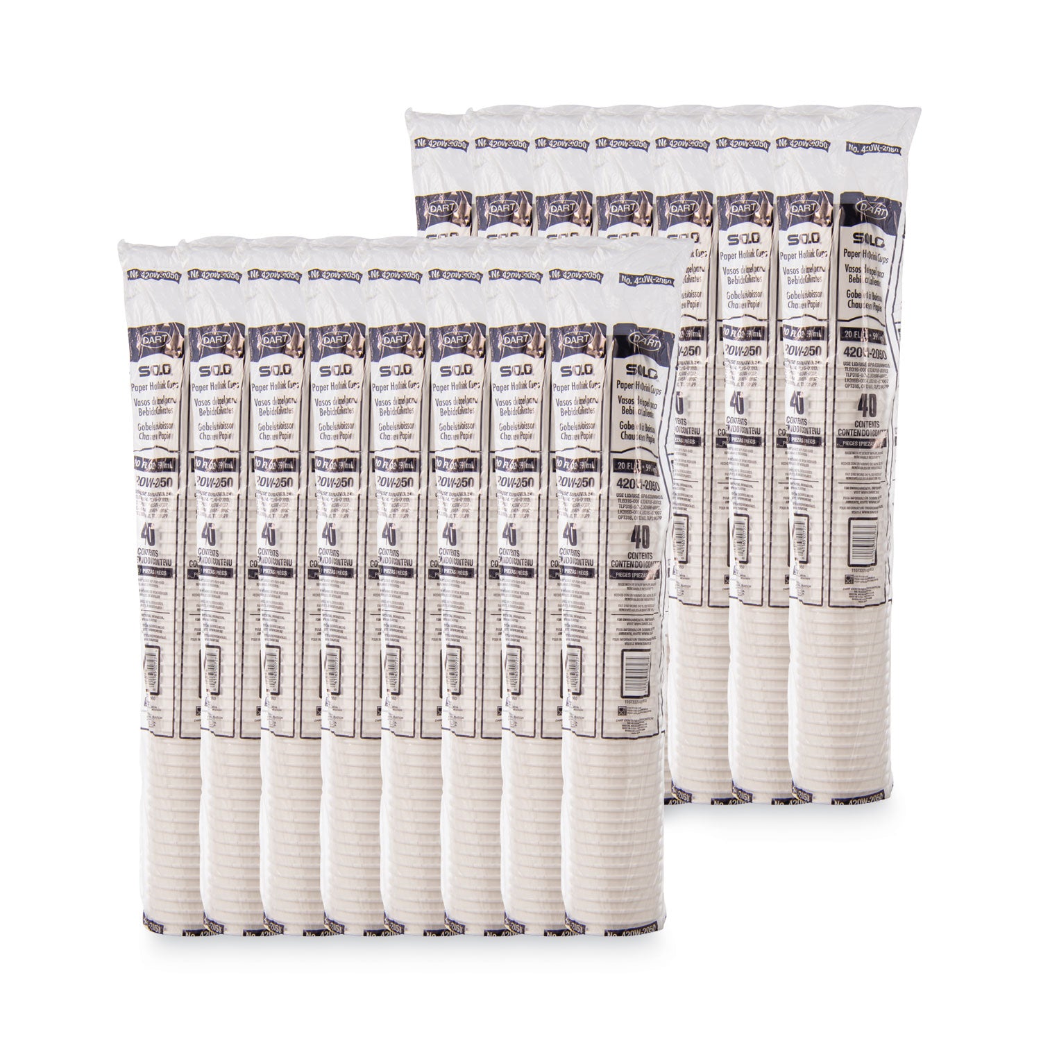 Single-Sided Poly Paper Hot Cups, 20 oz, White, 600/Carton