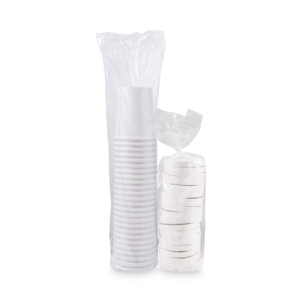 Flexstyle Double Poly Food Combo Packs, 32 oz, White, Paper, 25 Cups and 25 Lids/Pack, 10 Packs/Carton