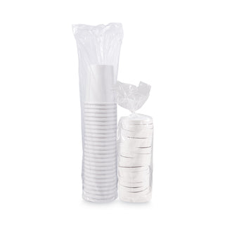 Flexstyle Double Poly Food Combo Packs, 32 oz, White, Paper, 25 Cups and 25 Lids/Pack, 10 Packs/Carton