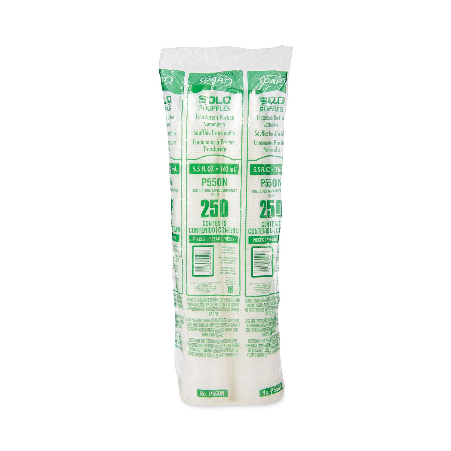 Polystyrene Portion Cups, 5.5 oz, Translucent, 250/Bag, 10 Bags/Carton