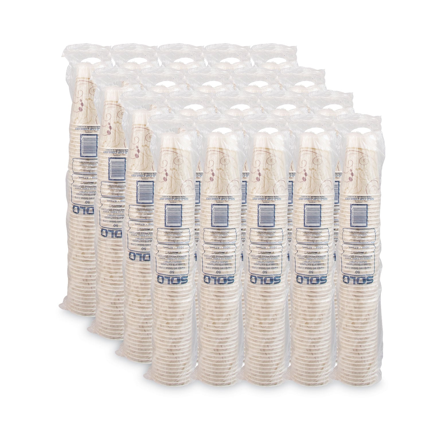 Symphony Treated-Paper Cold Cups, ProPlanet Seal, 16 oz, White/Beige/Red, 50/Bag, 20 Bags/Carton