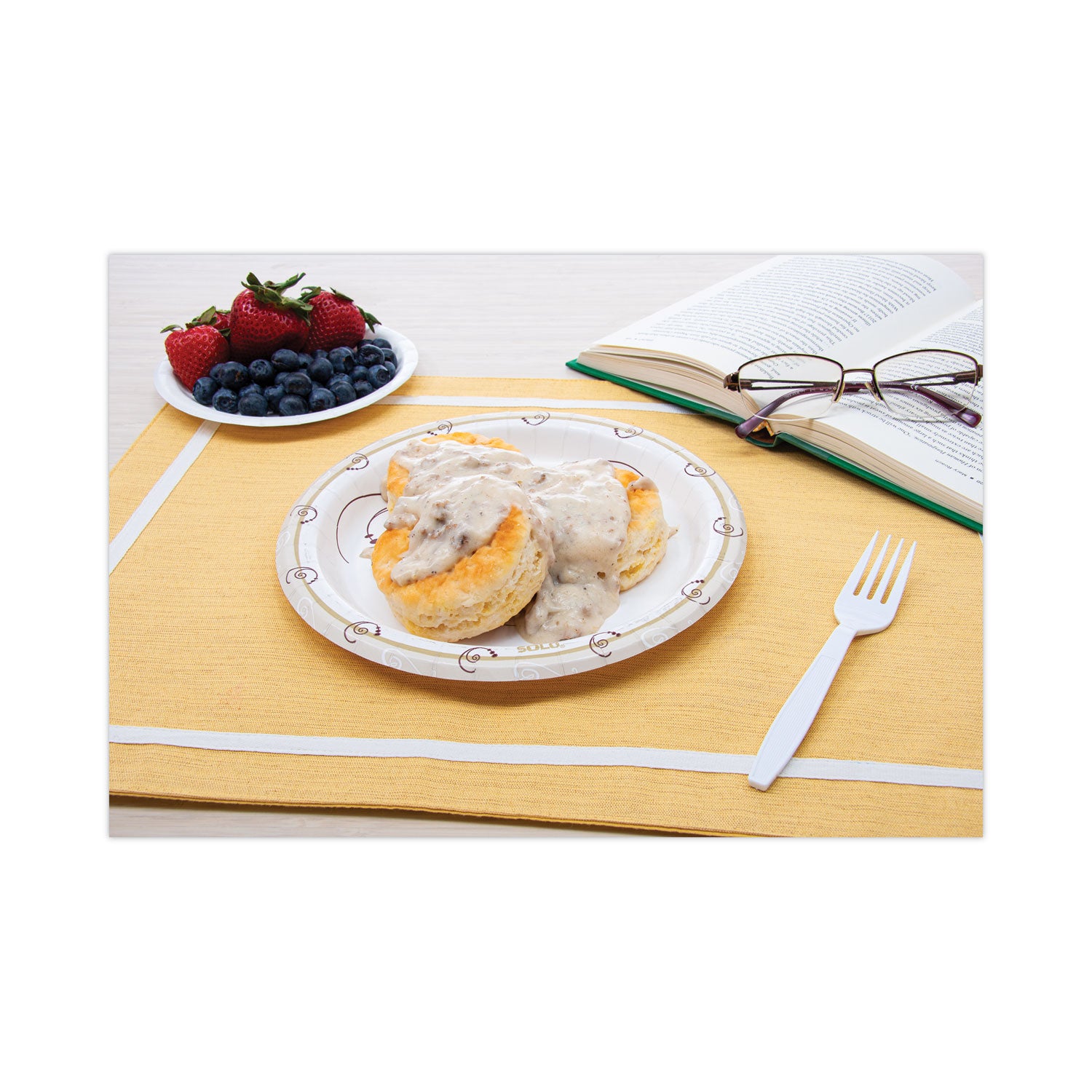 Symphony Paper Dinnerware, Heavyweight Plate, 9" dia, Tan, 125/Pack - 