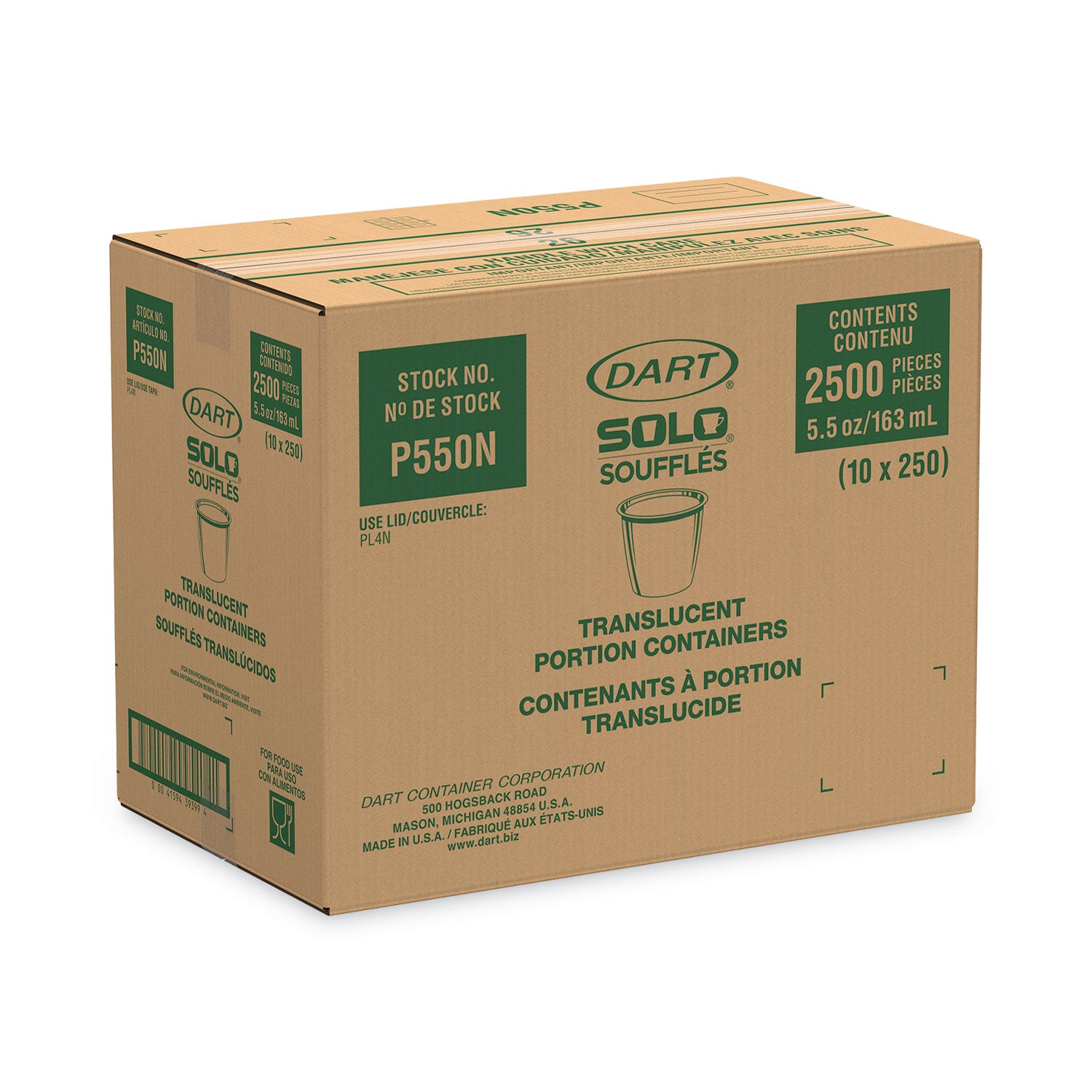 Polystyrene Portion Cups, 5.5 oz, Translucent, 250/Bag, 10 Bags/Carton