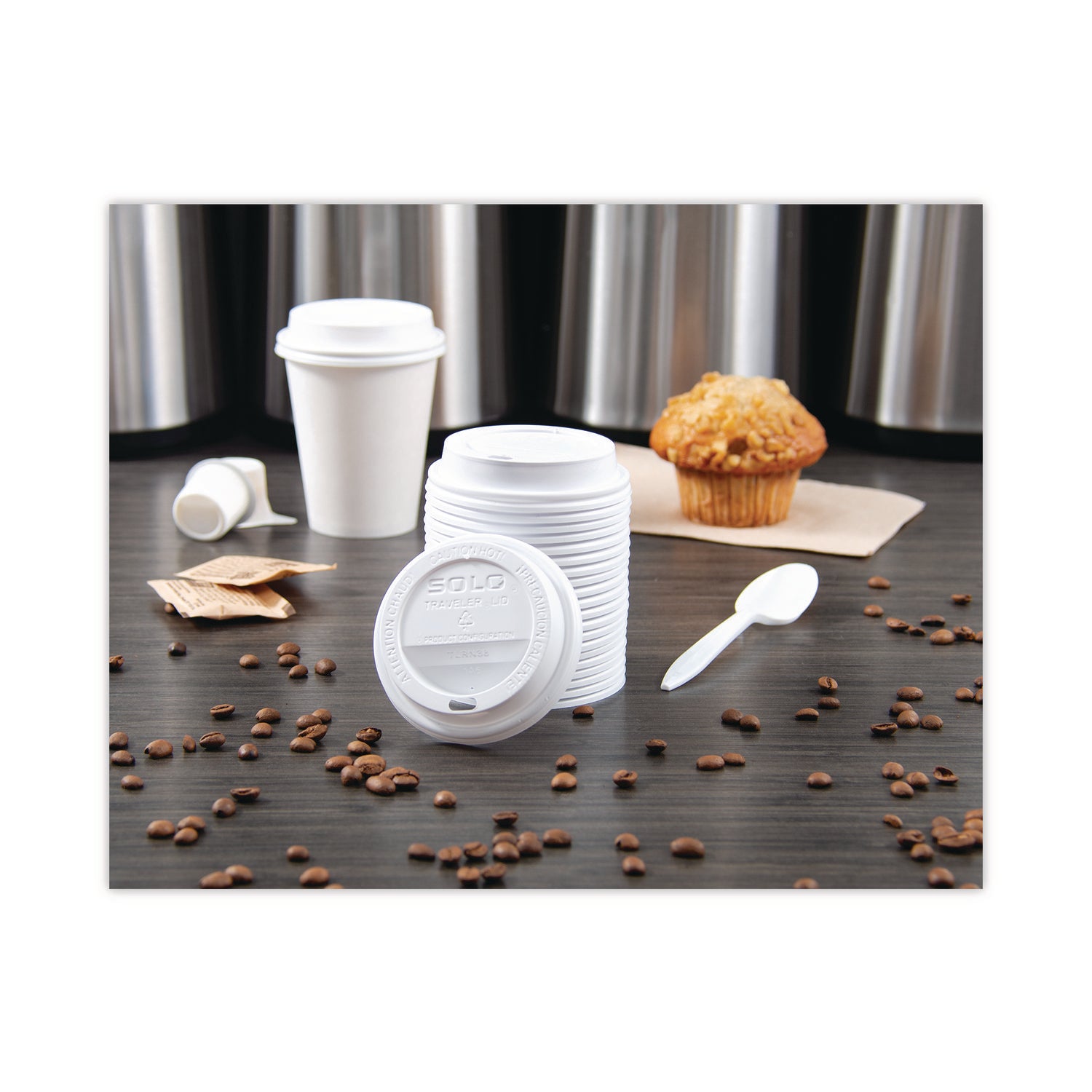 Traveler Dome Hot Cup Lid, Fits 8 oz Cups, White, 100/Pack, 10 Packs/Carton