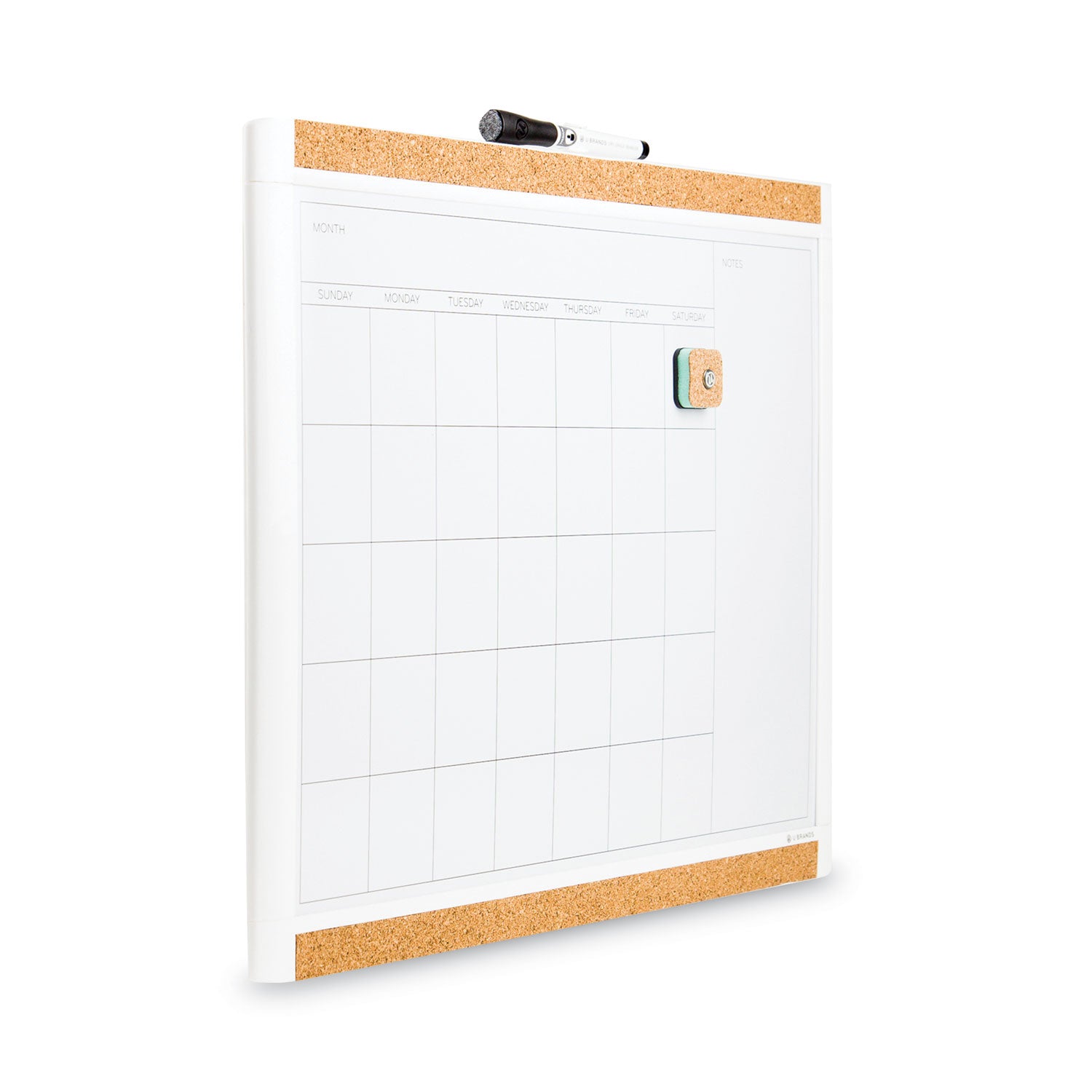 pinit-magnetic-dry-erase-calendar-with-plastic-frame-one-month-20-x-16-white-surface-white-plastic-frame_ubr437u0001 - 2