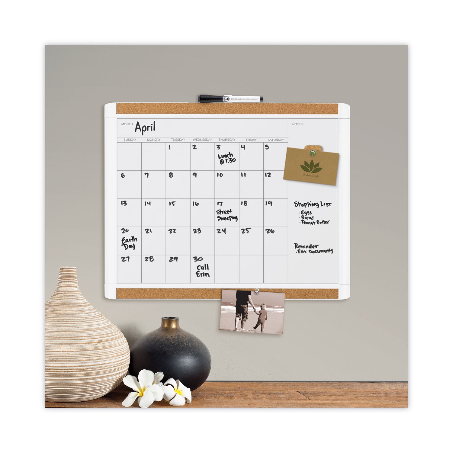 pinit-magnetic-dry-erase-calendar-with-plastic-frame-one-month-20-x-16-white-surface-white-plastic-frame_ubr437u0001 - 3