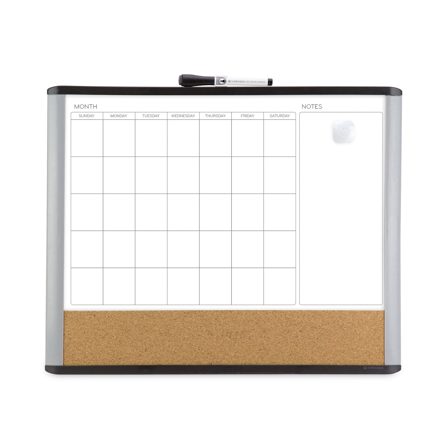 3n1-magnetic-mod-dry-erase-board-monthly-calendar-20-x-16-white-surface-gray-black-plastic-frame_ubr388u0001 - 1