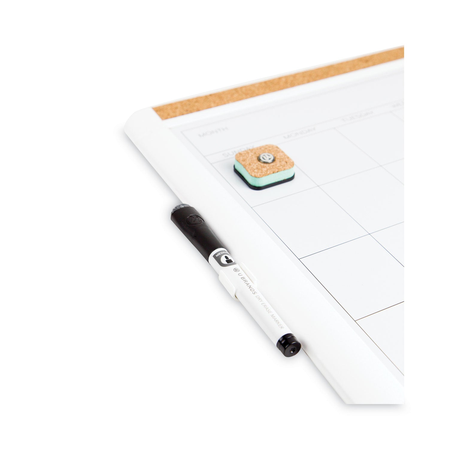 pinit-magnetic-dry-erase-calendar-with-plastic-frame-one-month-20-x-16-white-surface-white-plastic-frame_ubr437u0001 - 4