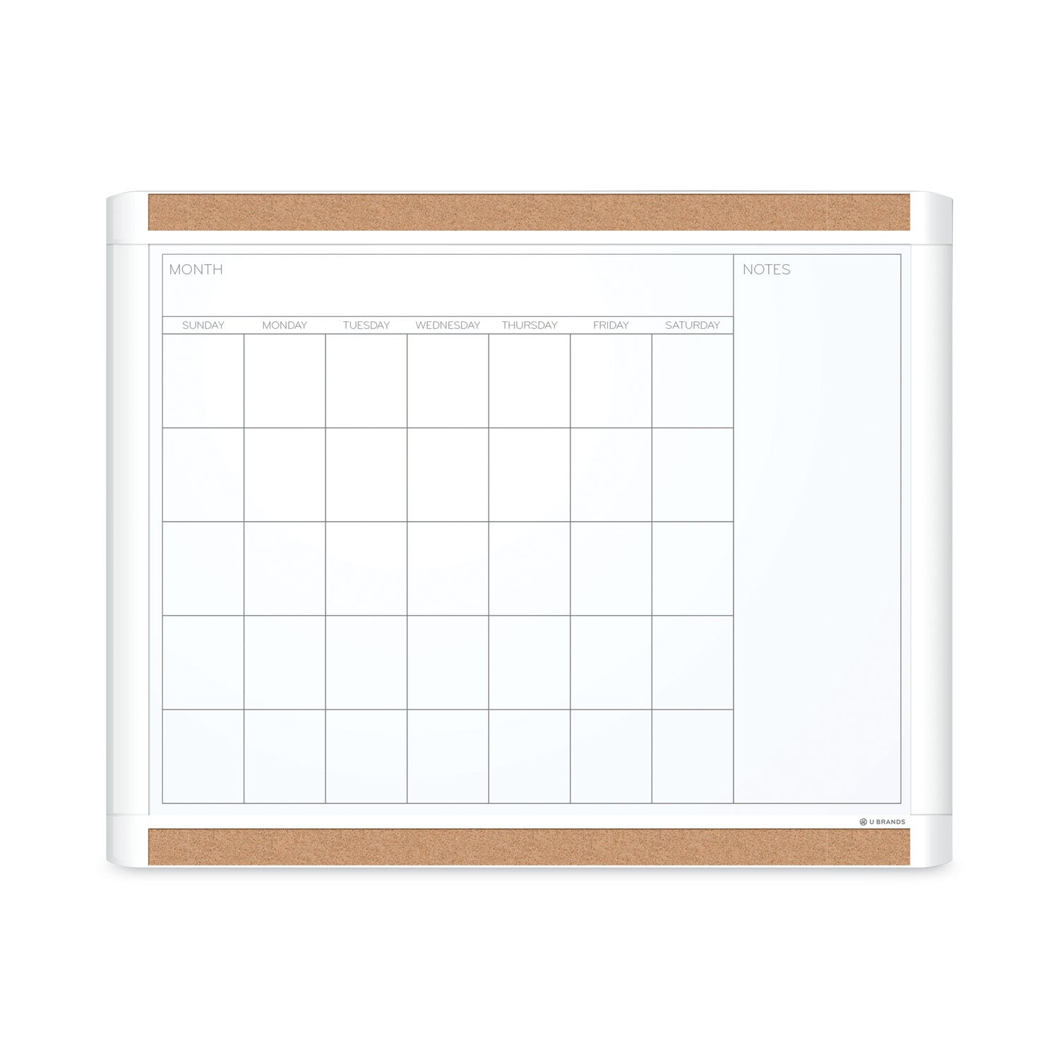 pinit-magnetic-dry-erase-calendar-with-plastic-frame-one-month-20-x-16-white-surface-white-plastic-frame_ubr437u0001 - 1