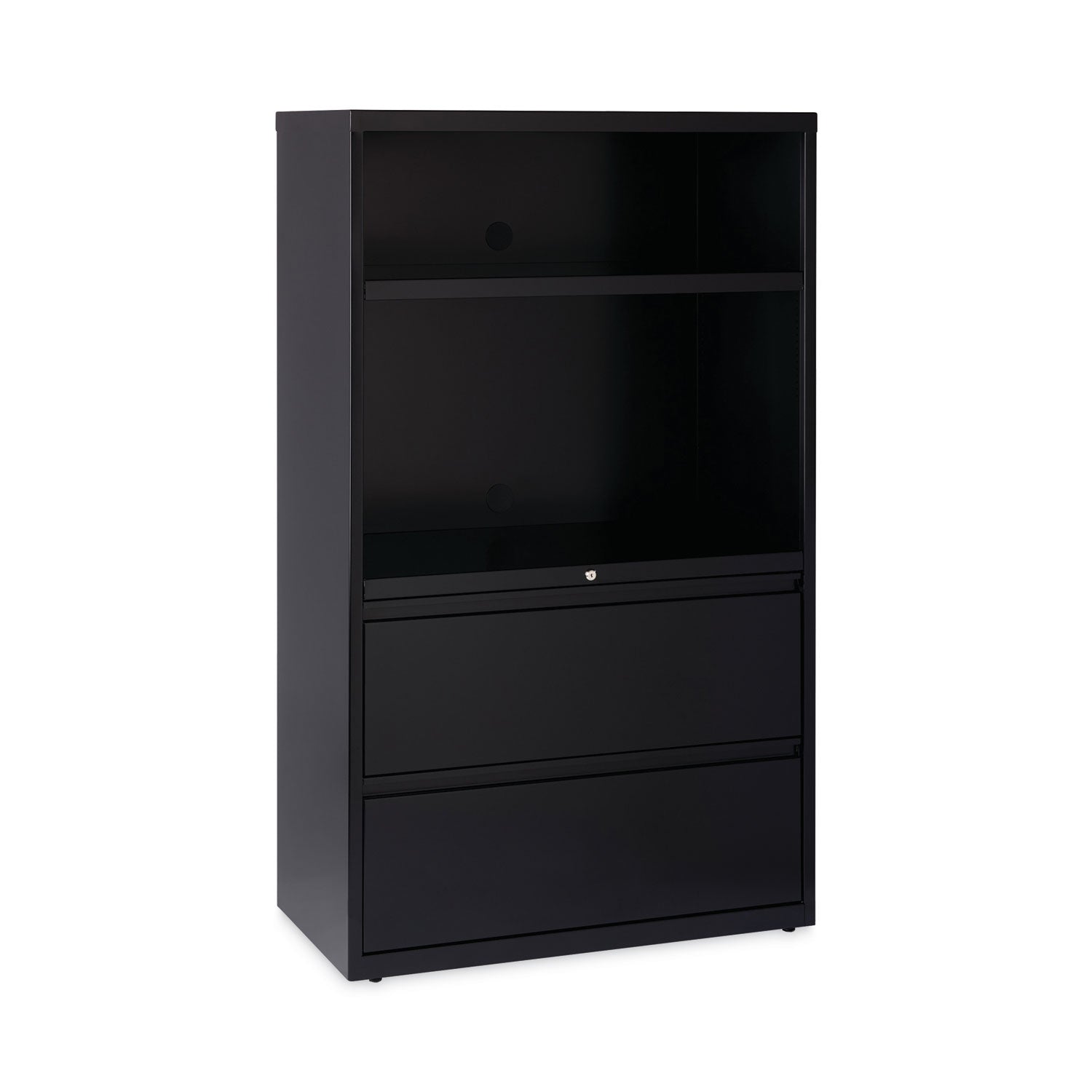 combo-bookshelf-lateral-file-cabinet-2-shelves-1-adjustable-2-letter-legal-drawers-black-36-x-1862-x-60_hid16778 - 1