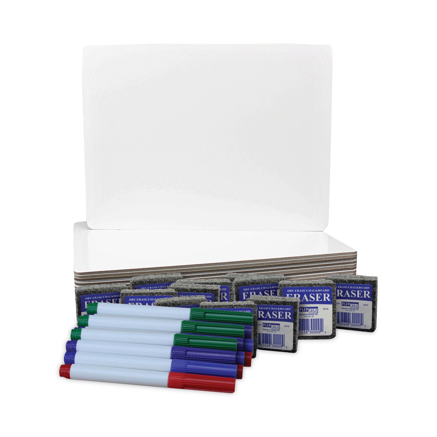 dry-erase-board-set-with-assorted-color-markers-12-x-9-white-surface-12-pack_flp31003 - 2