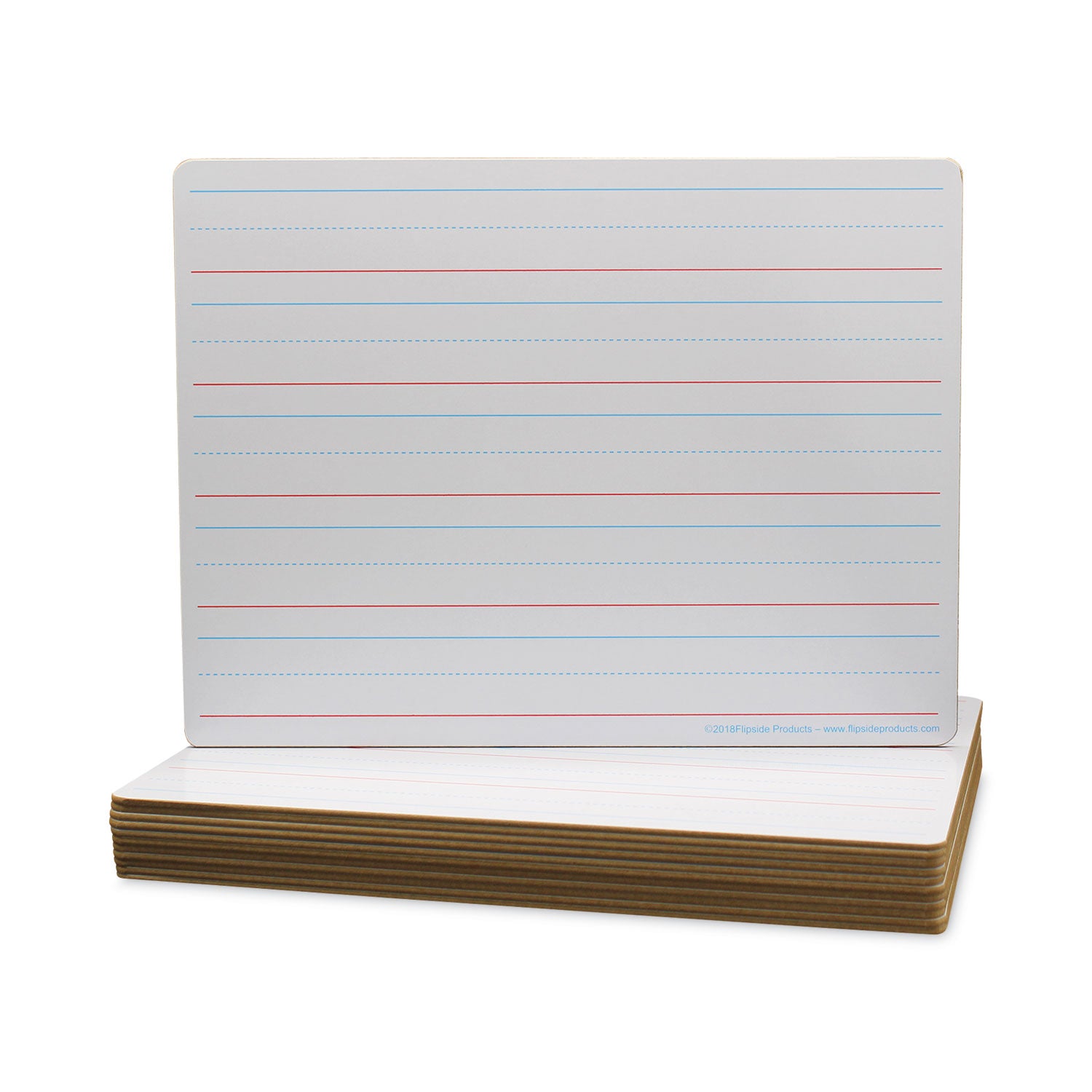 Two-Sided Red and Blue Ruled Dry Erase Board, 12 x 9, Ruled White Front/Unruled White Back, 12/Pack