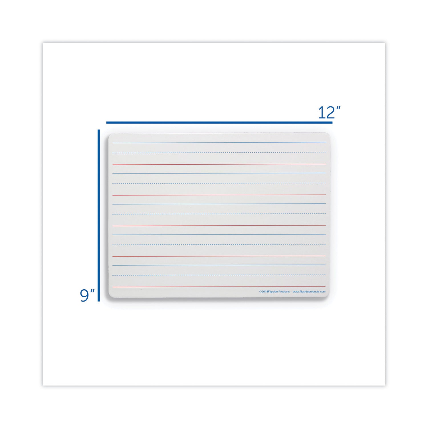Two-Sided Red and Blue Ruled Dry Erase Board, 12 x 9, Ruled White Front/Unruled White Back, 24/Pack
