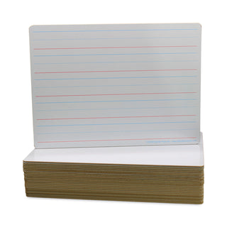 Two-Sided Red and Blue Ruled Dry Erase Board, 12 x 9, Ruled White Front/Unruled White Back, 24/Pack