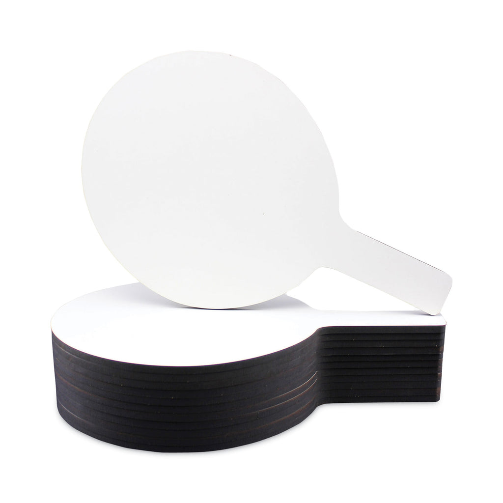 Dry Erase Paddle, 12 x 7, White Surface, 12/Pack