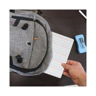 Magnetic Two-Sided Red and Blue Ruled Dry Erase Board, 12 x 9, Ruled White Front/Unruled White Back, 12/Pack