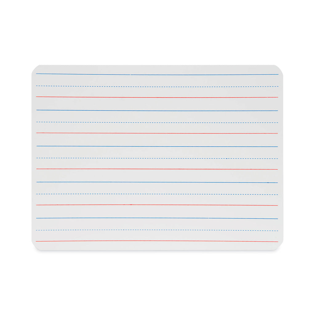 Magnetic Two-Sided Red and Blue Ruled Dry Erase Board, 12 x 9, Ruled White Front/Unruled White Back, 12/Pack