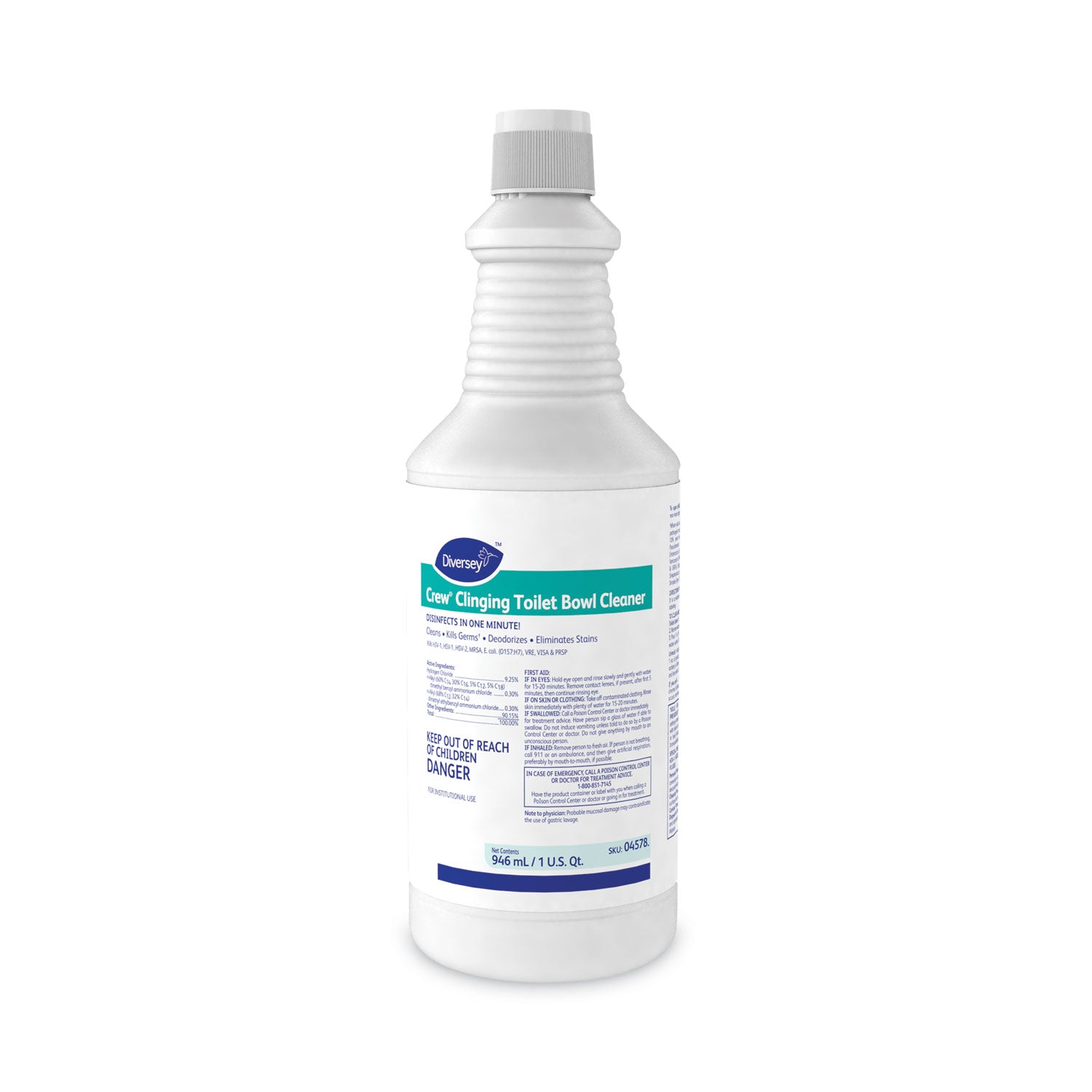 Crew Clinging Toilet Bowl Cleaner, Floral Scent, Liquid, 1 qt. Bottle, 12/CT - 