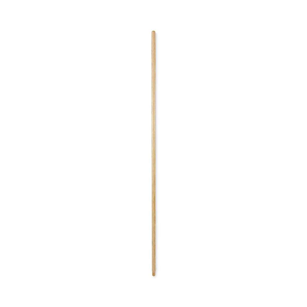 Threaded End Broom Handle, Lacquered Hardwood, 0.94" dia x 54", Natural