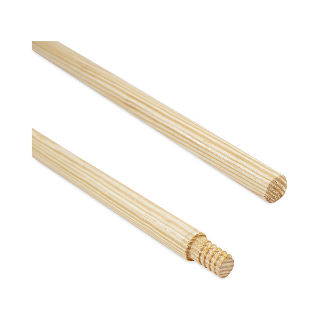 Threaded End Broom Handle, Lacquered Wood, 0.94" dia x 60", Natural