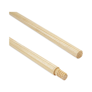 Threaded End Broom Handle, Lacquered Wood, 0.94" dia x 60", Natural