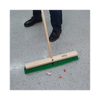 Threaded End Broom Handle, Lacquered Wood, 0.94" dia x 60", Natural