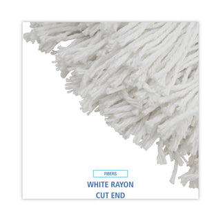 Premium Cut-End Wet Mop Heads, Rayon, 16oz, White, 12/Carton