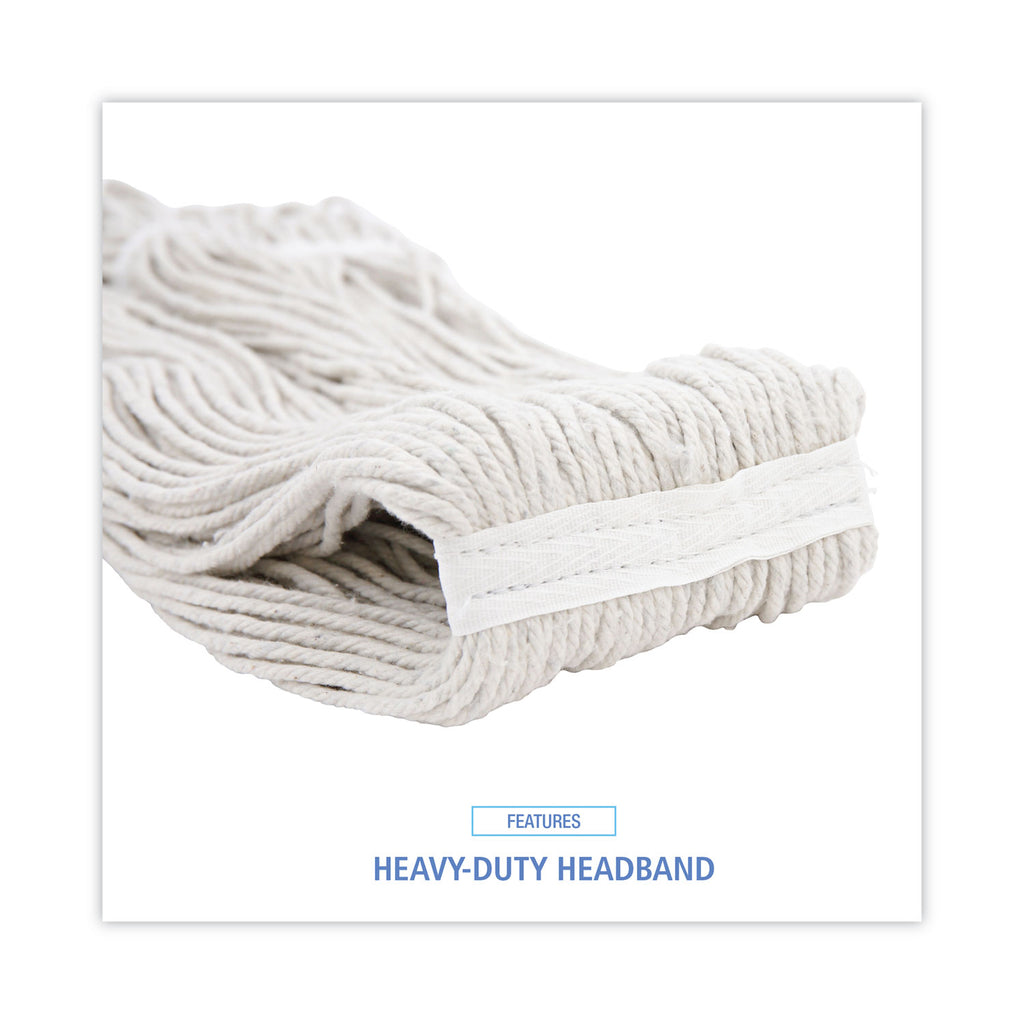Premium Cut-End Wet Mop Heads, Rayon, 16oz, White, 12/Carton