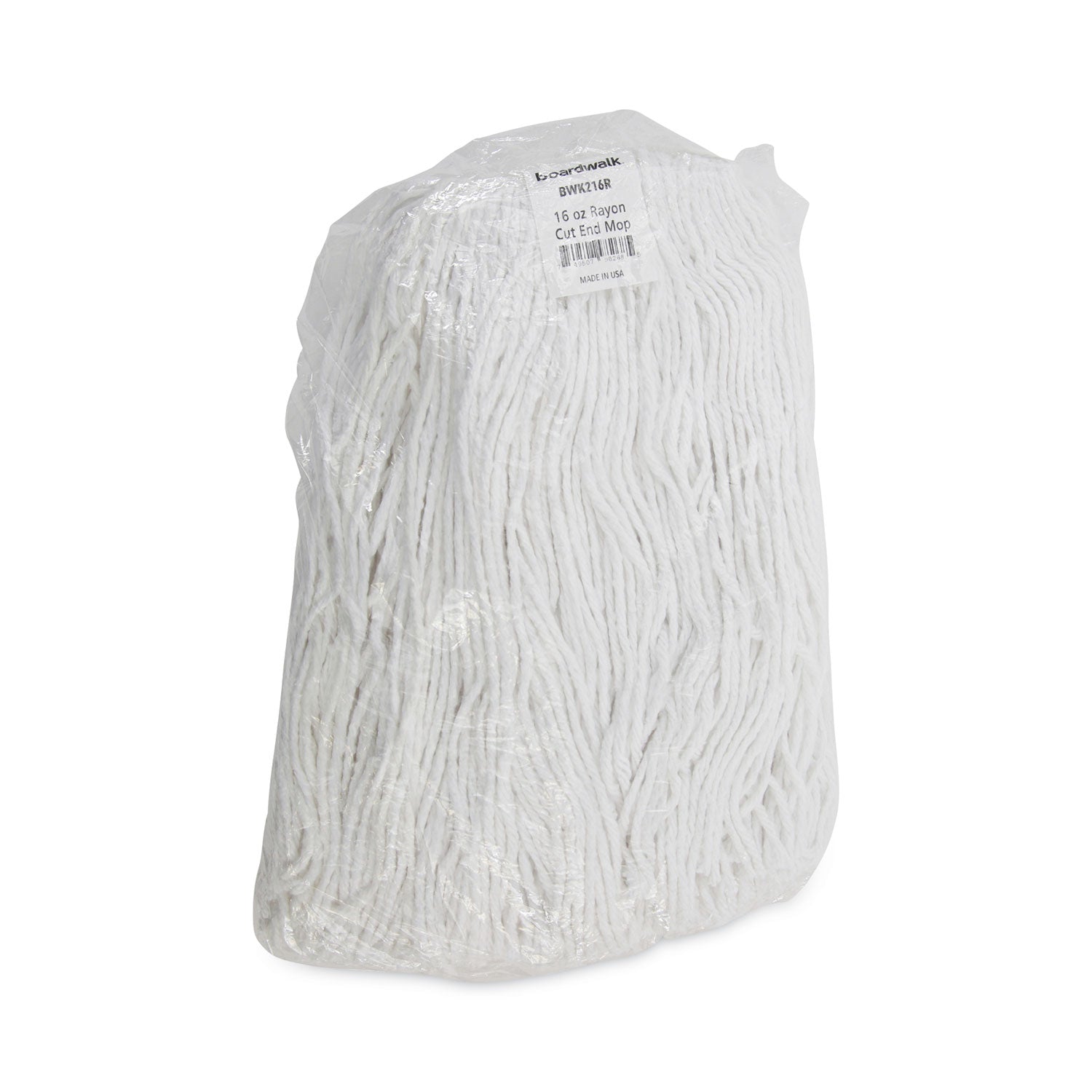 Premium Cut-End Wet Mop Heads, Rayon, 16oz, White, 12/Carton