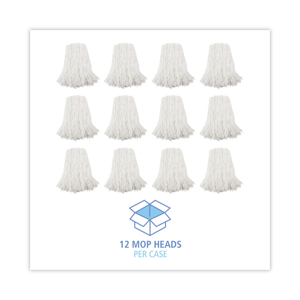 Premium Cut-End Wet Mop Heads, Rayon, 16oz, White, 12/Carton