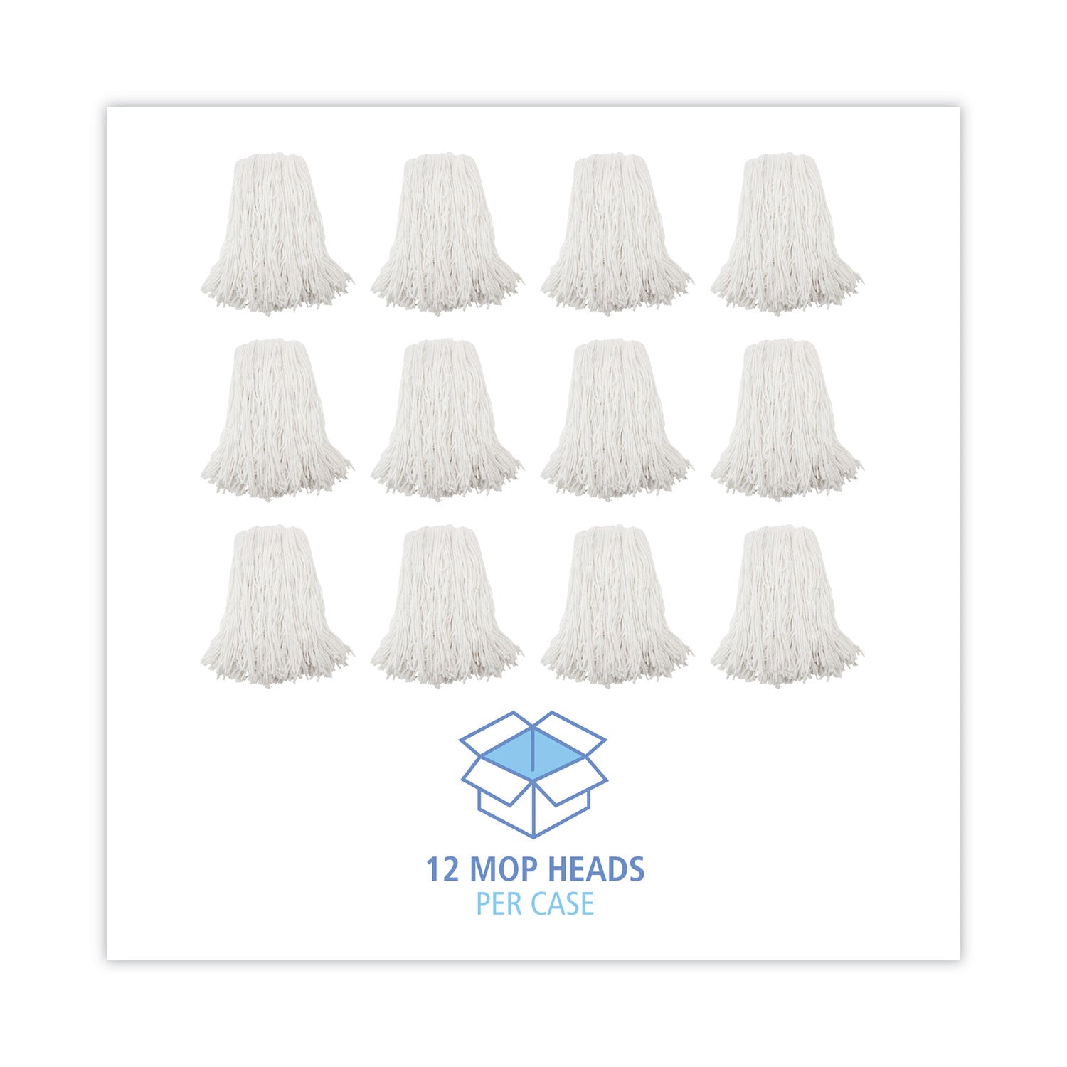 Premium Cut-End Wet Mop Heads, Rayon, 16oz, White, 12/Carton