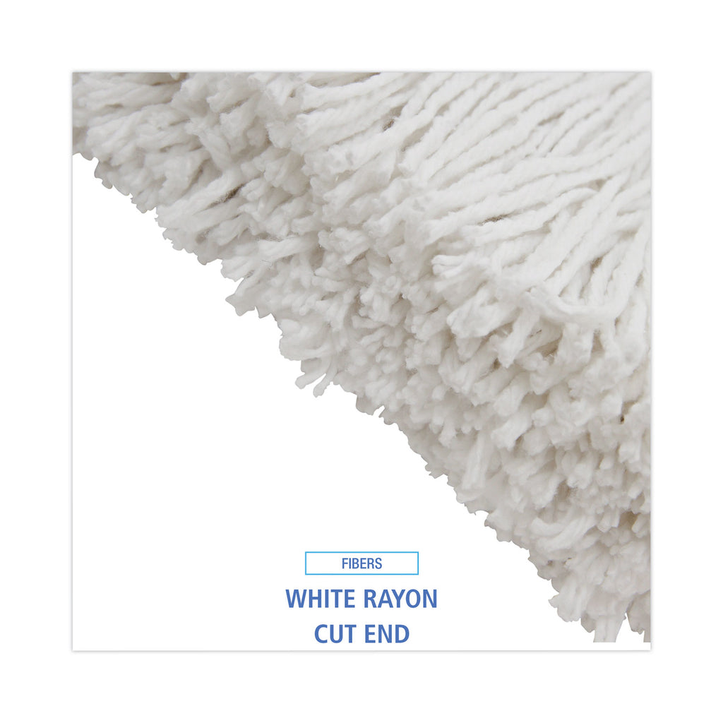 Premium Cut-End Wet Mop Heads, Rayon, 20oz, White, 12/Carton