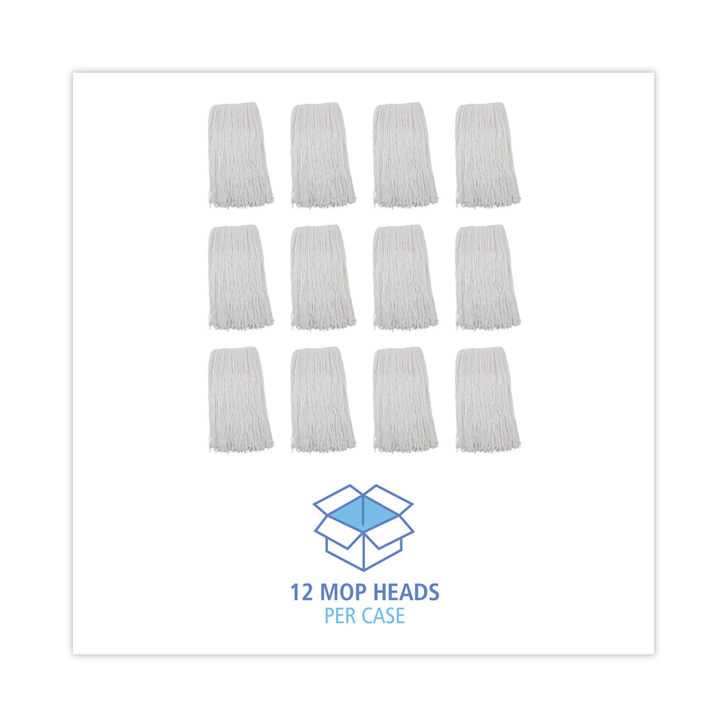 Premium Cut-End Wet Mop Heads, Rayon, 20oz, White, 12/Carton