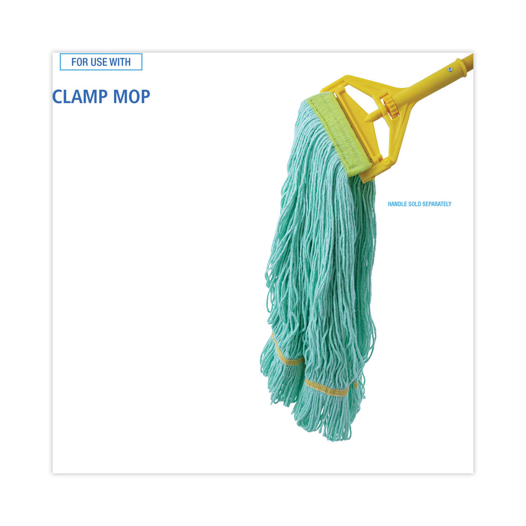 EcoMop Looped-End Mop Head, Recycled Fibers, Large Size, Green, 12/Carton