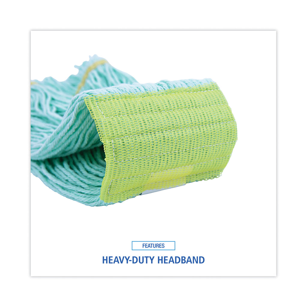 EcoMop Looped-End Mop Head, Recycled Fibers, Medium Size, Green