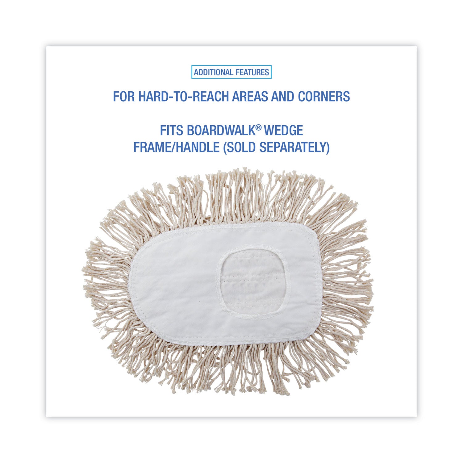 Wedge Dust Mop Head, Cotton, 17.5 x 13.5, White