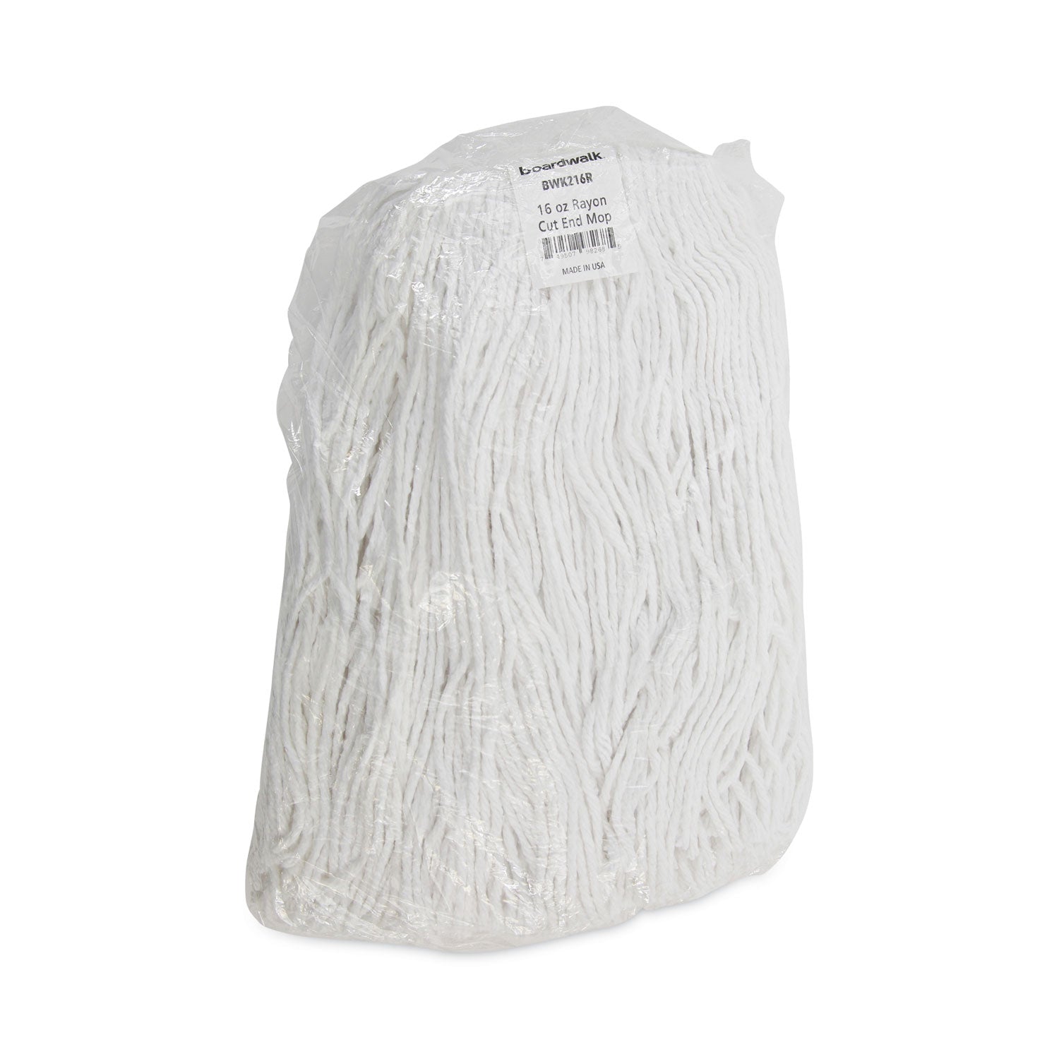 Mop Head, Value Standard Head, Rayon Fiber, Cut-End, Size No. 16, White, 12/Carton
