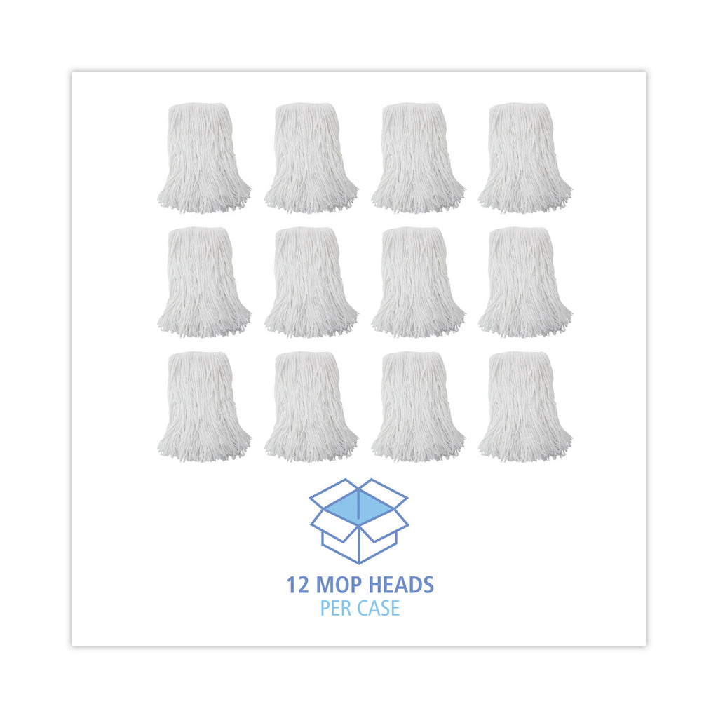 Mop Head, Value Standard Head, Rayon Fiber, Cut-End, Size No. 16, White, 12/Carton