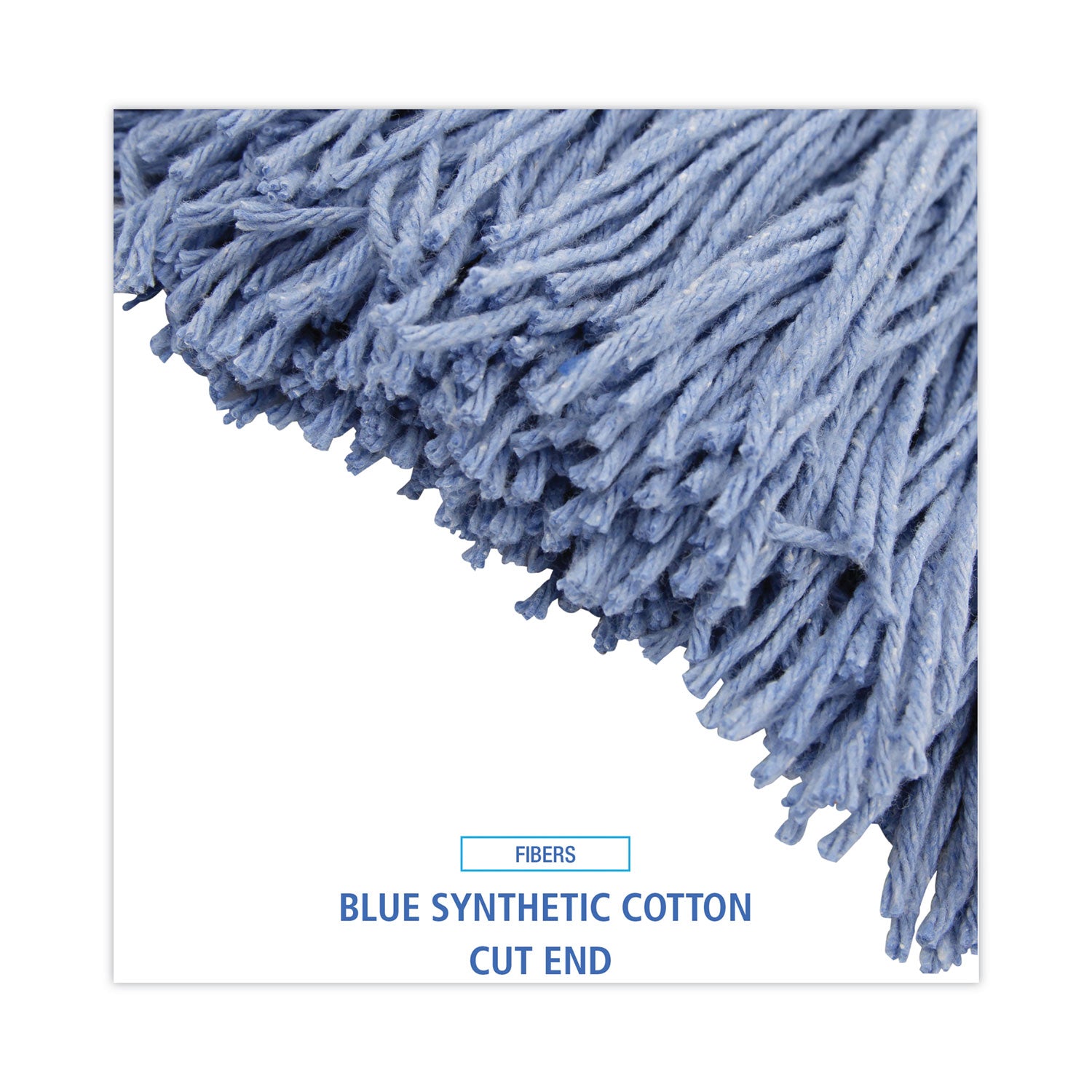 Mop Head, Standard Head, Cotton/Synthetic Fiber, Cut-End, #24, Blue, 12/Carton - 