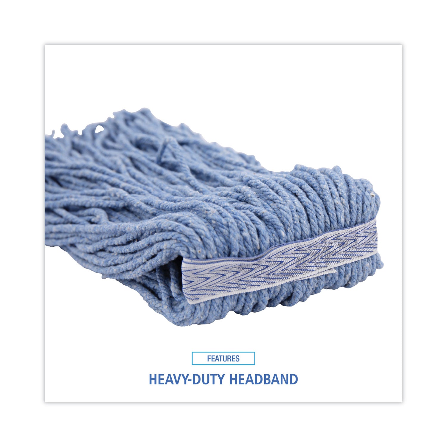 Mop Head, Standard Head, Cotton/Synthetic Fiber, Cut-End, #24, Blue, 12/Carton - 